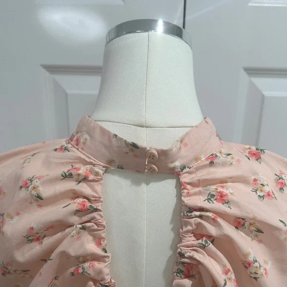 NWT Anthropology Coquette Girl Cropped Bubble Puff Sleeve Cinch Blouse Size M - Picture 6 of 11